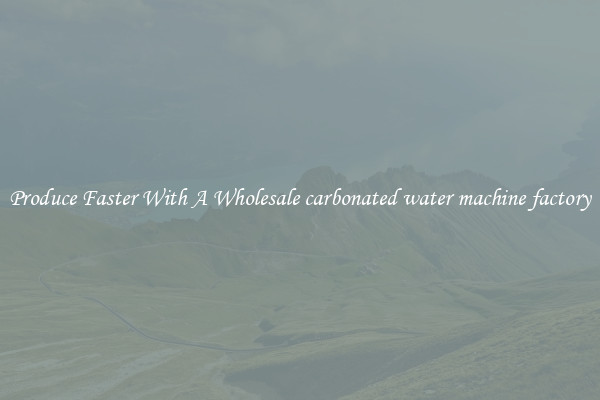 Produce Faster With A Wholesale carbonated water machine factory